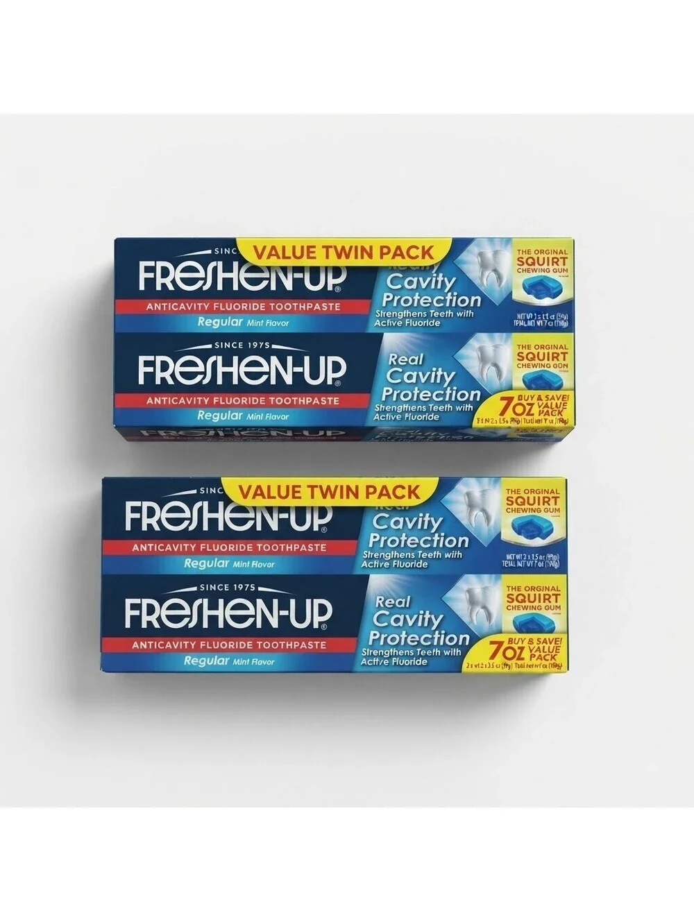 Lot Of 2 Freshen-Up Anticavity Fluoride Toothpaste Regular Mint 7oz Value Pack